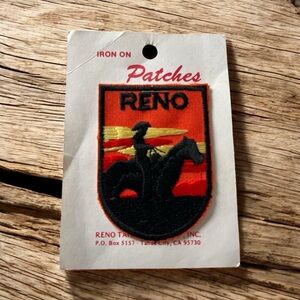 Vintage RENO Nevada Cowboy Souvenir Iron On Patch New Woven